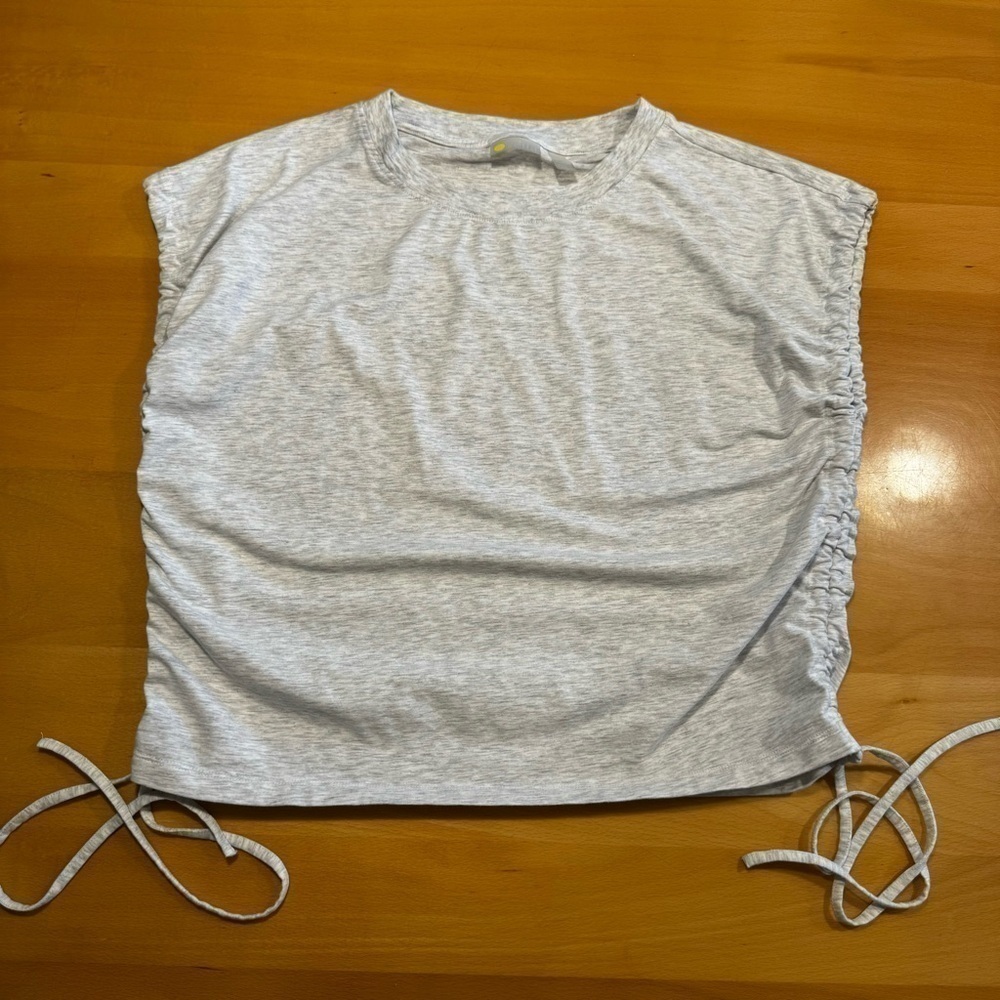 Zella Women's Gray Ribbed Knit Drawstring Ruched Tube‎ Top Size M